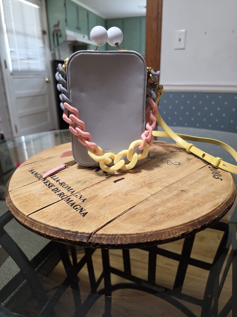Pink & Yellow Chain Strap Crossbody Bag - Picture 5 of 15